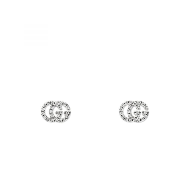 Orecchini GG Running Gucci in oro bianco 18kt e diamanti