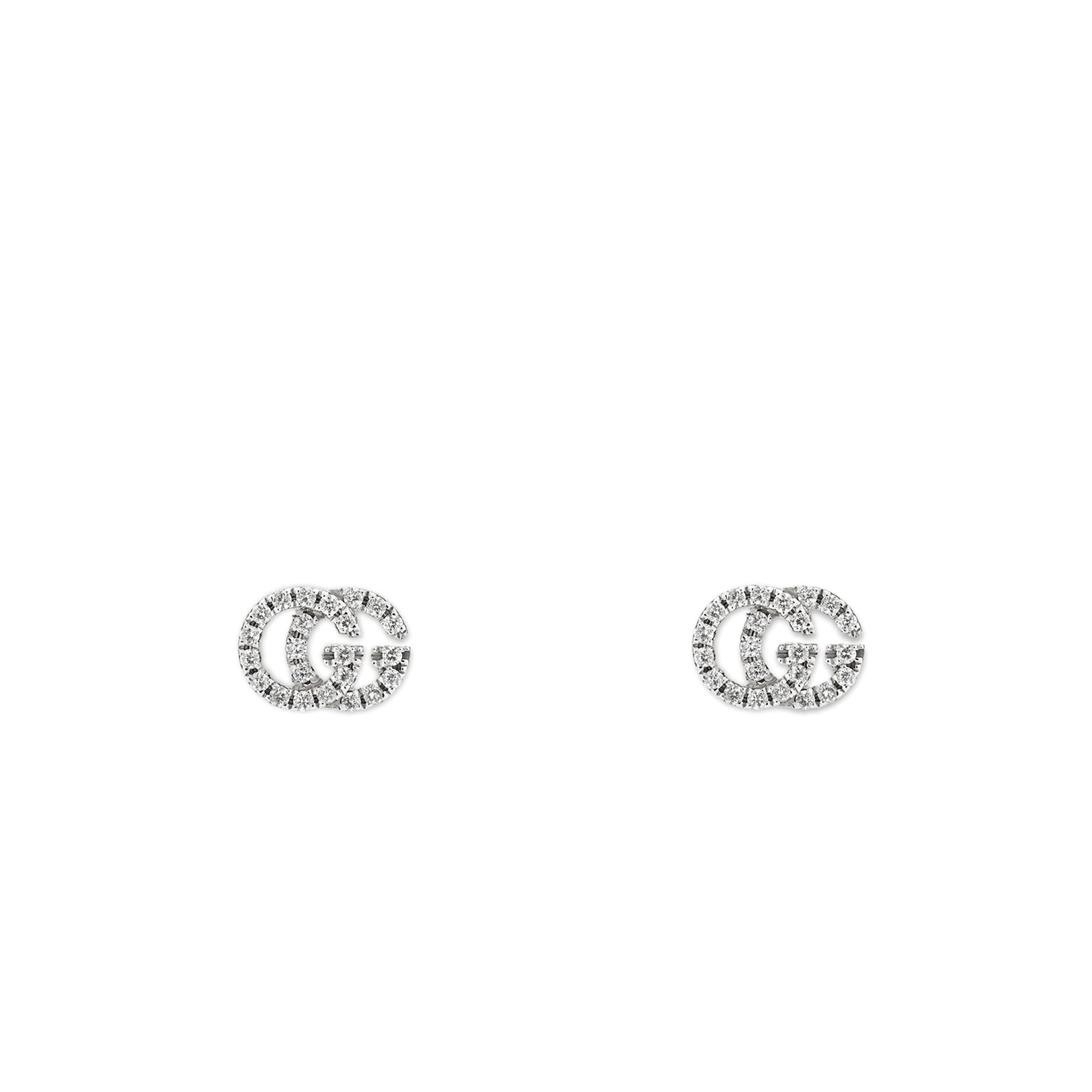 Orecchini GG Running Gucci in oro bianco 18kt e diamanti