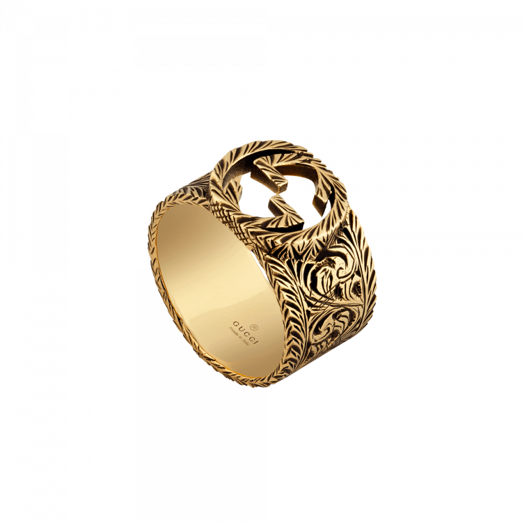 GUCCI Yellow gold ring with Interlocking G DISCOUNT SCONTO ANELLO