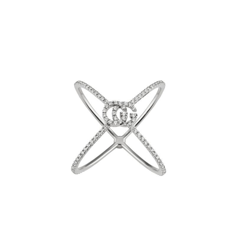 Anello Gucci a X - GG Running con diamanti