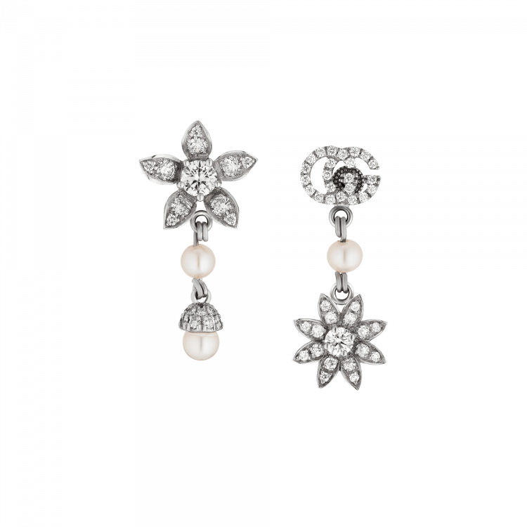 Gucci Flower and Double G earrings with diamonds orecchini diamanti sconto discount