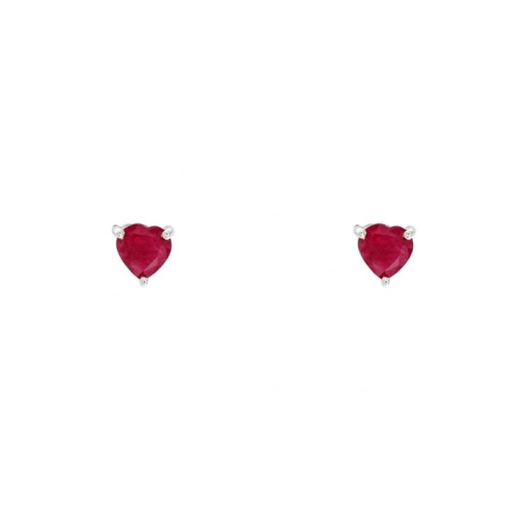 Orecchini cuori in oro 18 ct rubino cuore ruby heart earrings sconto discount