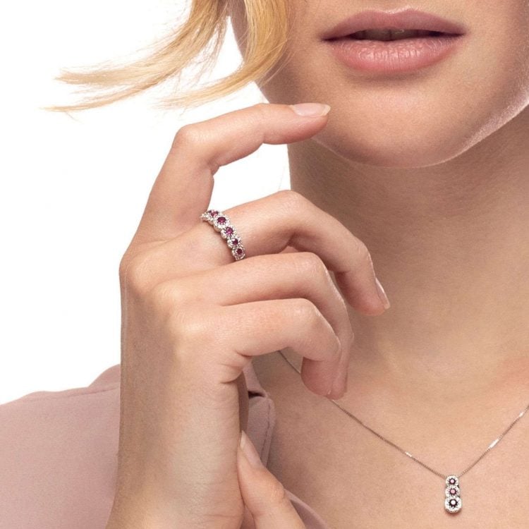 Anello Bon Ton rubini e brillanti R176366R ring diamonds rubies sconto discount
