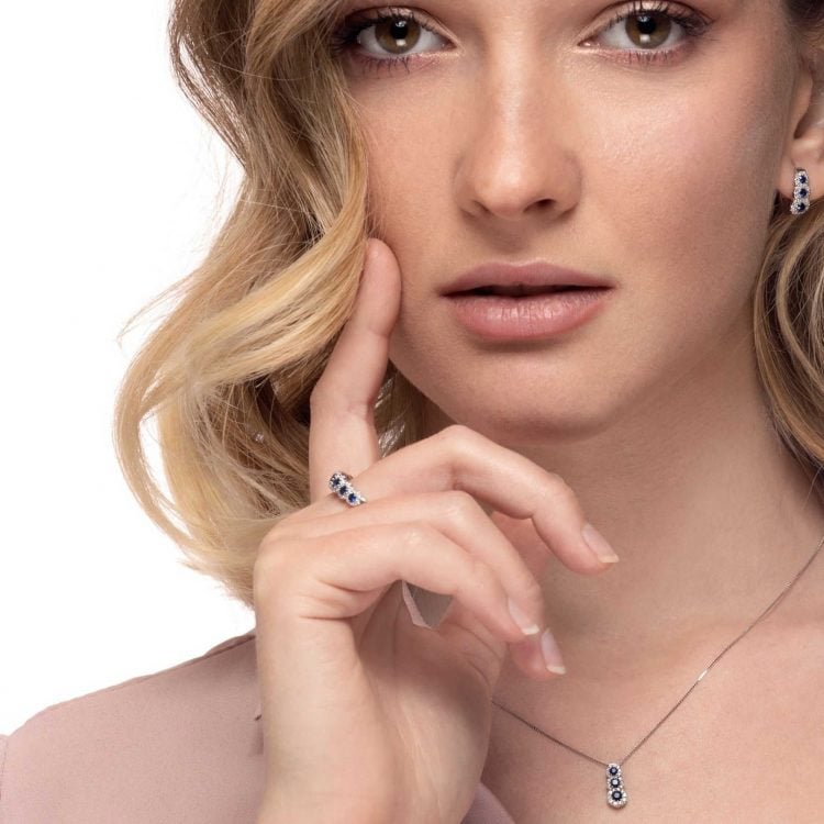 Anello Bon Ton zaffiri brillanti rings sapphires diamonds eternelle engagement sconto discount R176366Z