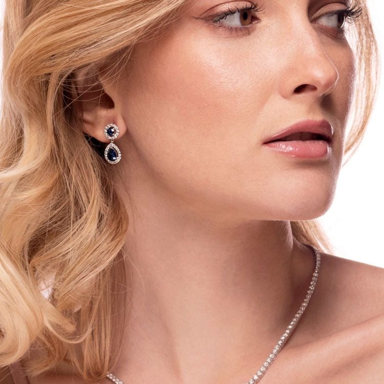 Orecchini diamanti e zaffiri a E180255Z earrings sapphires diamonds sconto discount