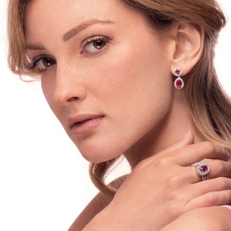 Orecchini rubini diamanti E180255R earrings diamonds ruby sconto discount
