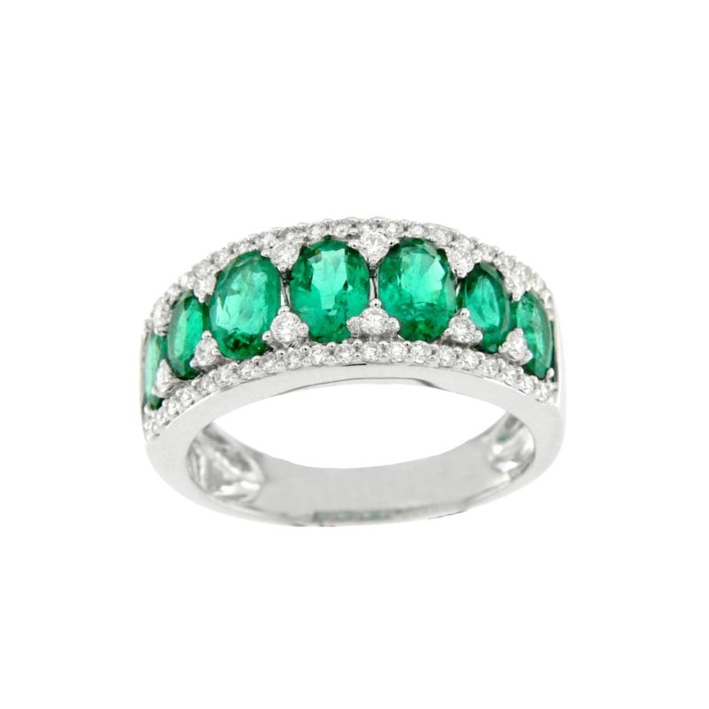 Anello smeraldi diamanti emerald ring diamonds sconto discount Bon Ton R12085S