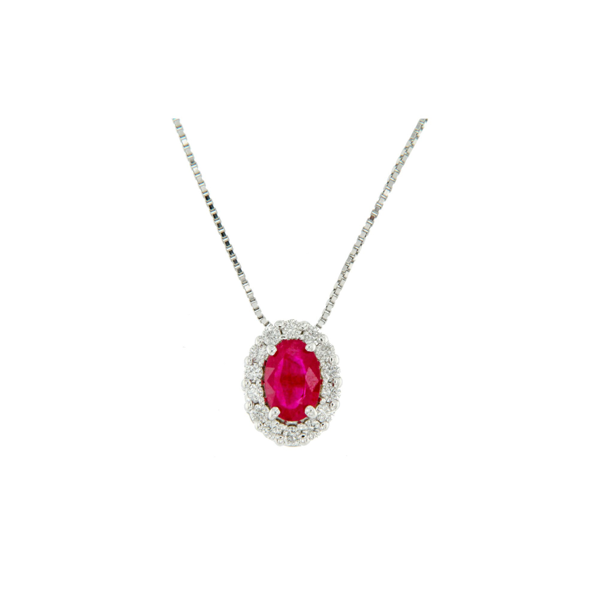 GIOIELLI collana pendente rubino e diamanti diamonds ruby necklace Bon Ton online P6421R