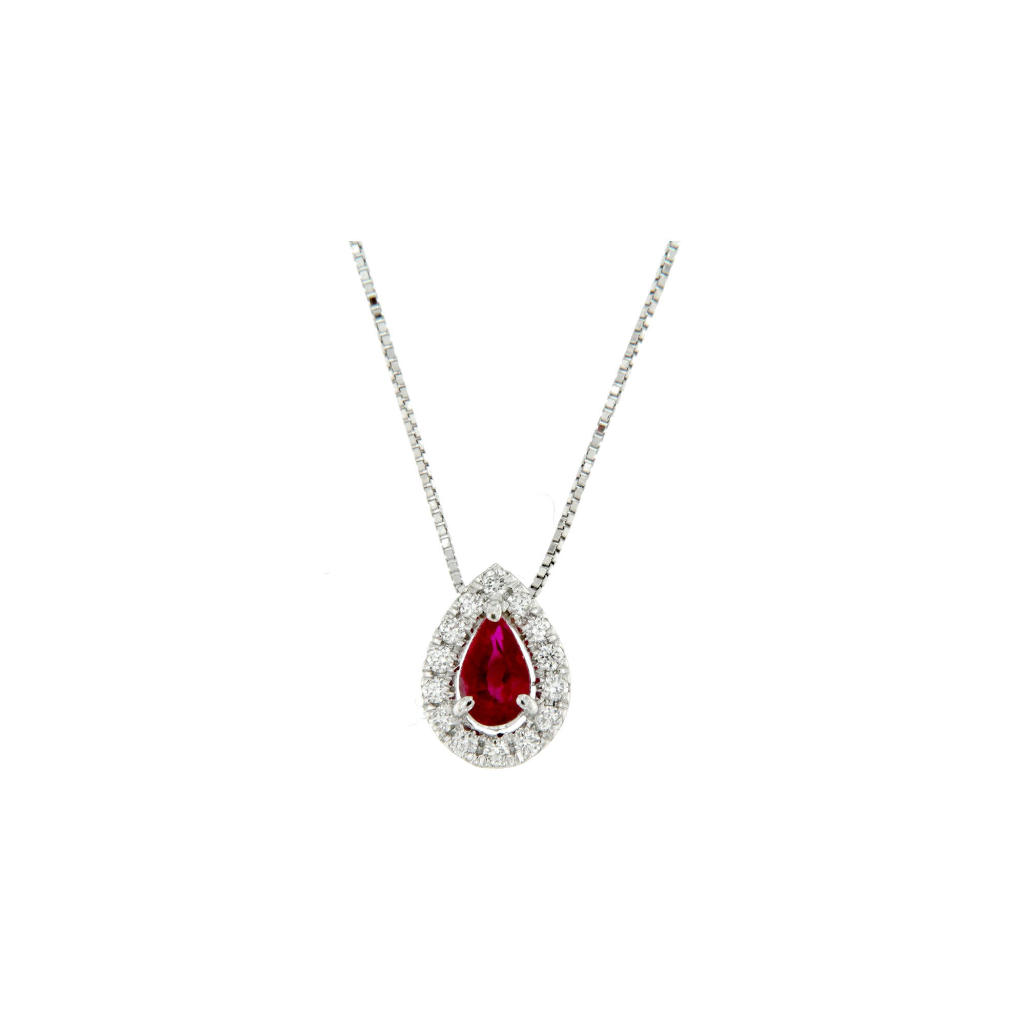 ruby necklace Necklace with diamond and ruby pendant - Fecarotta Gioielli