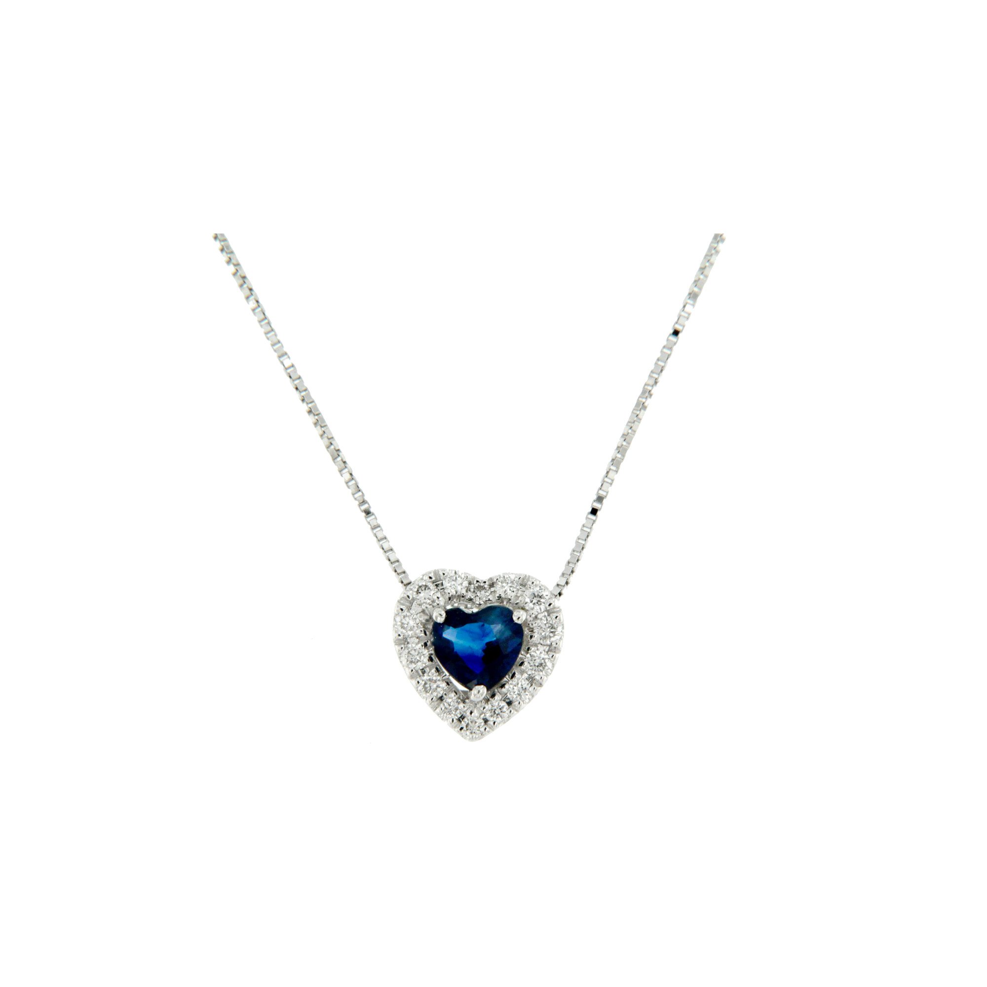 collana pendente zaffiro cuore e diamanti diamonds zaffiro heart necklace Bon Ton online PHRT9Z jewels