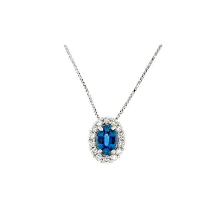 collana pendente zaffiro e diamanti diamonds sapphire necklace Bon Ton online P6421Z