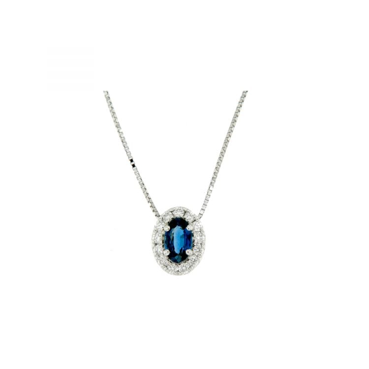Jewels collana pendente zaffiro e diamanti diamonds sapphire necklace Bon Ton online POVL9Z