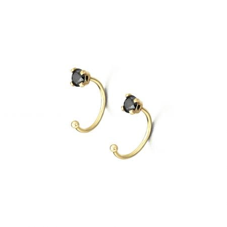 GB019NE orecchini oro giallo spinelli neri black gold earrings discount sconto