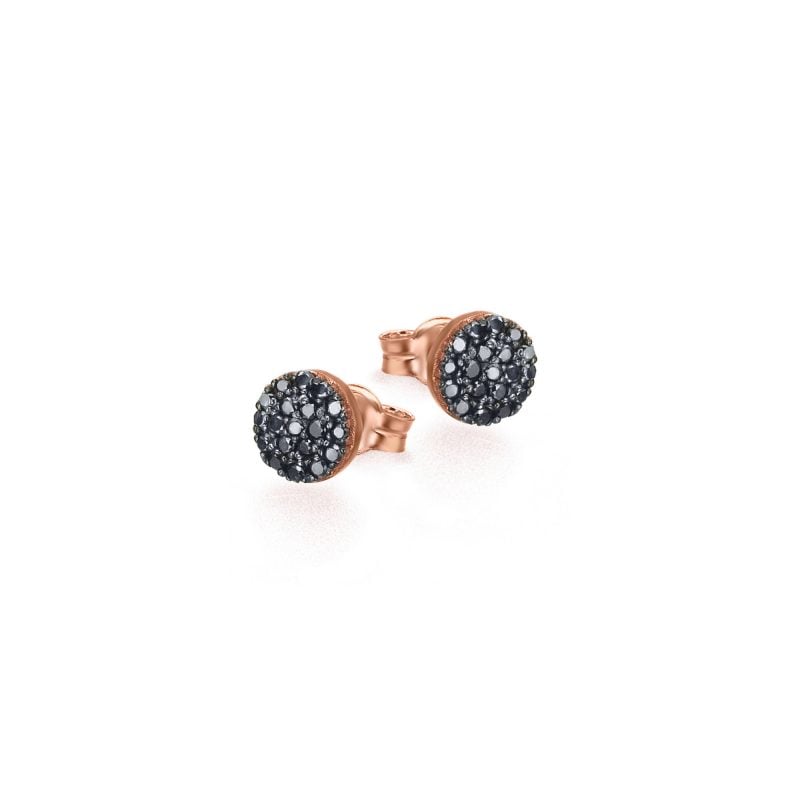 GB090ORBL orecchini oro rosa diamanti neri black diamond earrings discount sconto