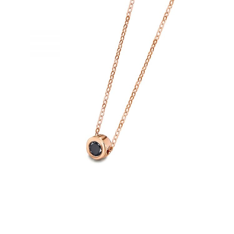 GD024ORBL collana or rosa diamante nero necklace black diamond rose gold discount sconto