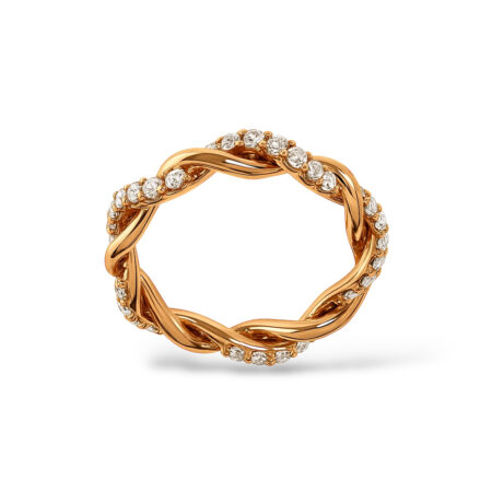 Intrecci ring in rose gold and diamonds