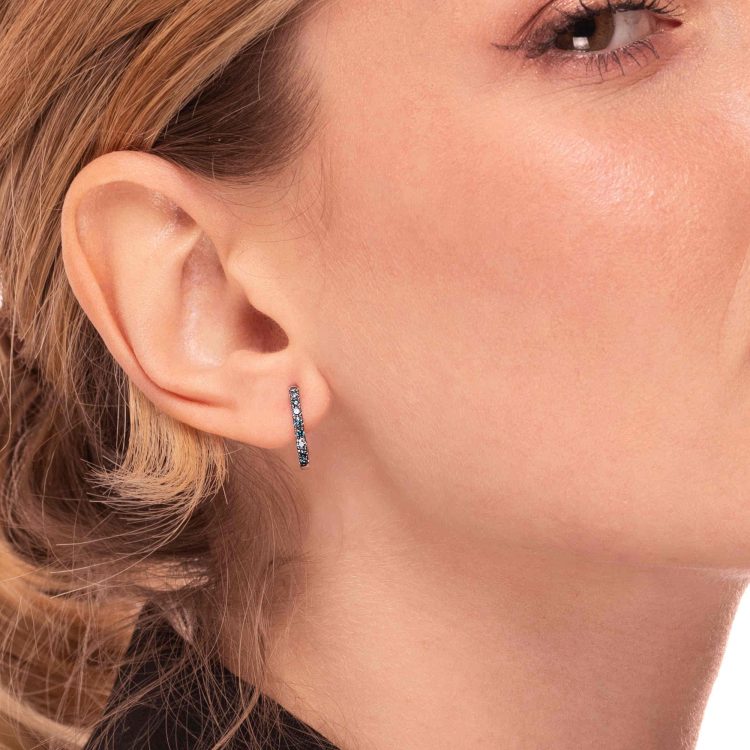 Orecchini Cerchi oro bianco diamanti blu earrings blue diamonds sconto discount
