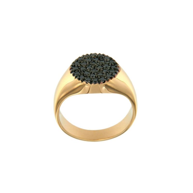 anello mignolo oro rosa brillanti neri pinky chevalier ring black diamond