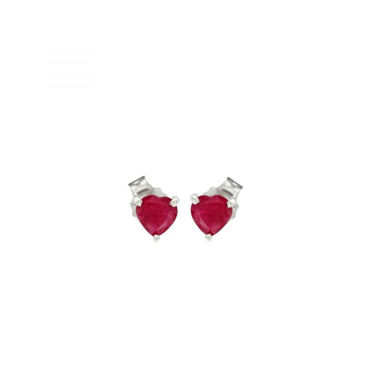 Orecchini cuori in oro 18 ct rubino cuore ruby heart earrings sconto discount