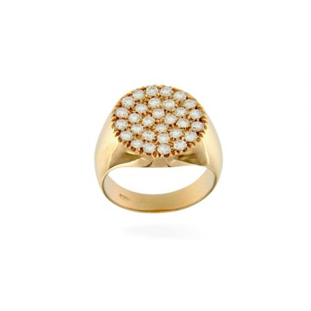 OTT_TON_OR_B anello mignolooro rosa diamanti bianchi tondo chevalier ring pinky stamp sconto discount