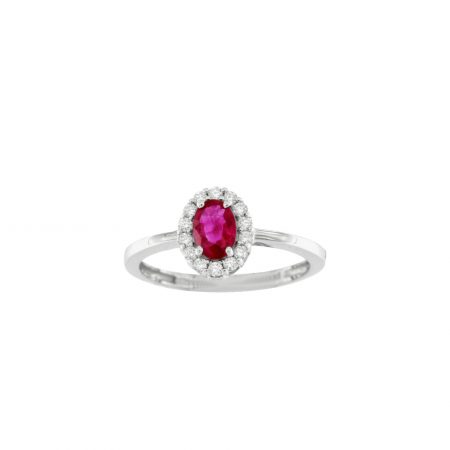 Anello in oro bianco con rubino e diamanti ruby engagement ring diamonds sconto discount