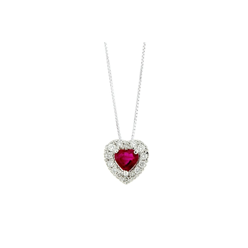 (image for) Collana con Ciondolo cuore diamanti e rubino