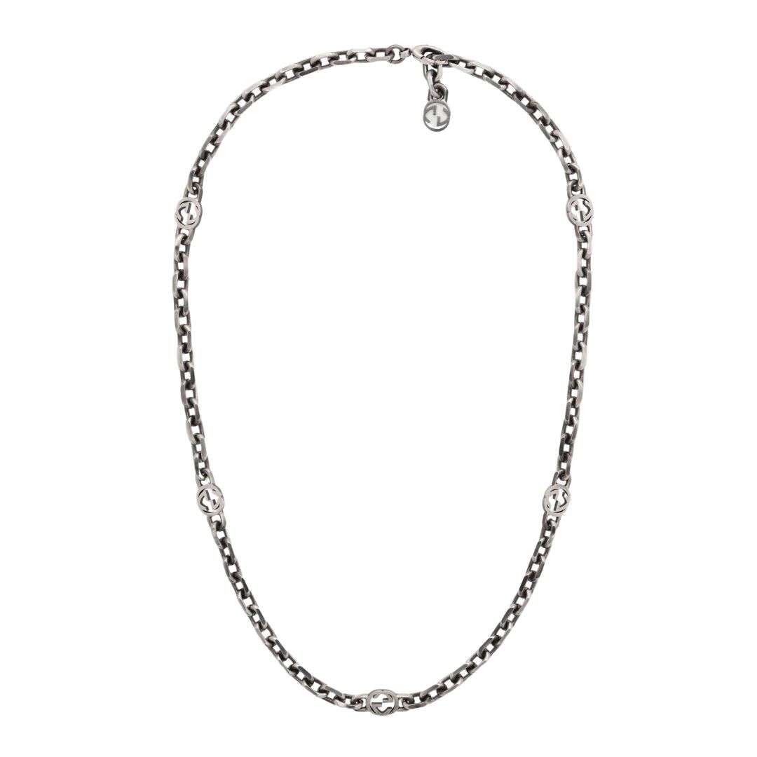 GUCCI Interlocking GG Logo Necklace Pendant Men Women Silver 925  certificate VG | eBay