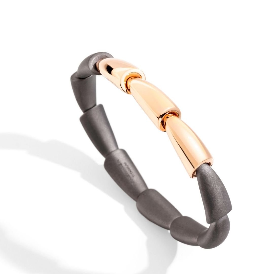 vhernier T01652BR103-_-bracciale-CALLA-oro-rosa-3-el-titanio-_-bracelet-CALLA-rose-gold-3-el-titanium-sconto discount b