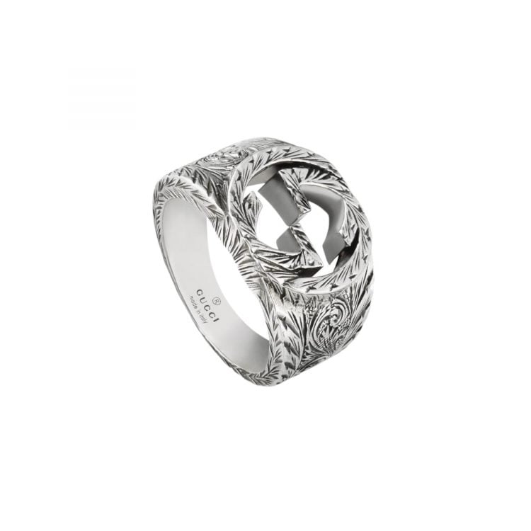 YBC455302001 anello gucci gg argento silver ring sconto discount
