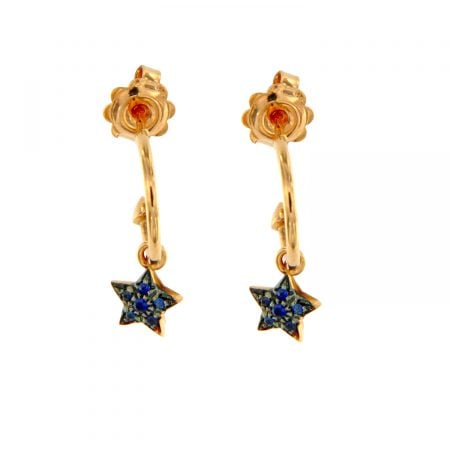 Orecchini oro rosa stelline zaffiri blu stars sapphires earrings sconto discount