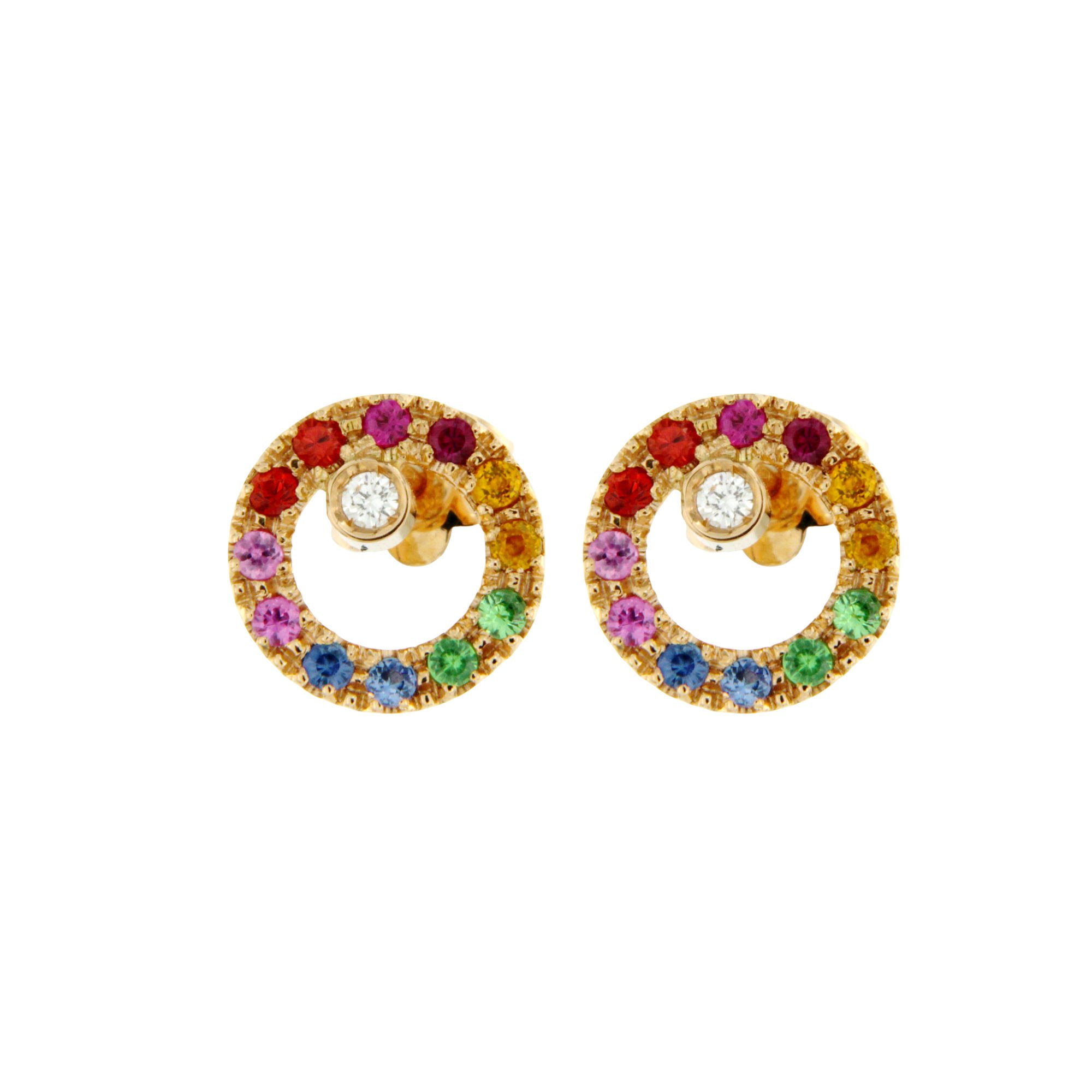 51139A-1 orecchini oro rosa zaffiri colorati e brillanti sconto discount diamonds sapphire earrings
