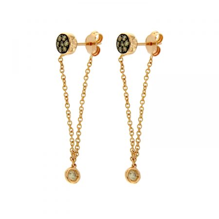 Orecchini oro rosa con catenella earrings diamonds chain sconto discount