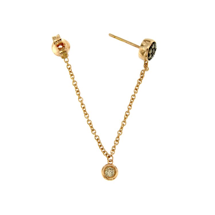 Orecchini oro rosa con catenella earrings diamonds chain sconto discount