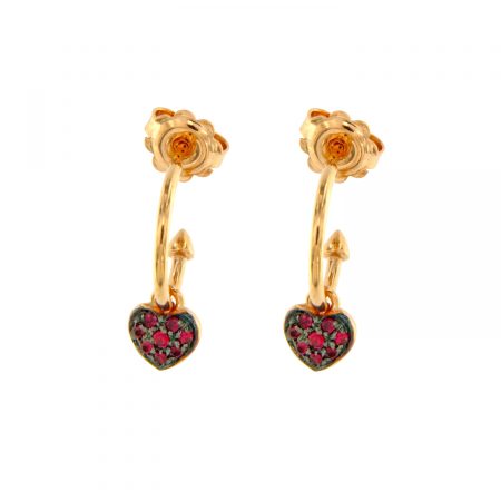 Orecchini oro rosa con cuori rubini heart rybu earrings 45343_Rub