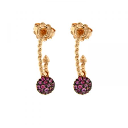 Orecchini oro rosa semicerchi motivo treccina zaffiri rosa pink sapphires earrings sconto discount 45348_Zrosa