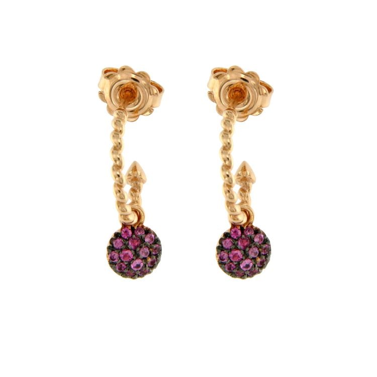 Orecchini oro rosa semicerchi motivo treccina zaffiri rosa pink sapphires earrings sconto discount 45348_Zrosa