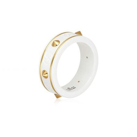 GUCCI anello Icon con Borchie in polvere di zirconio bianco YBC325963001012 GUCCI Icon ring with white zirconium sconto discount