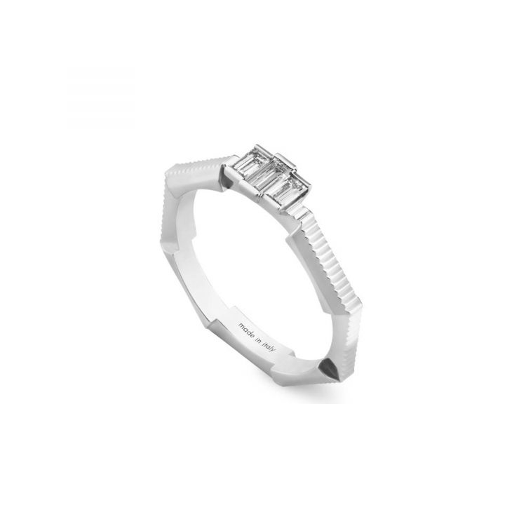 Gucci Link to Love anello con diamante baguette sconto discount ring