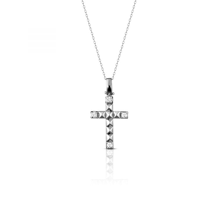 Collana croce con diamanti Cross necklace with diamonds uomo man sconto discount