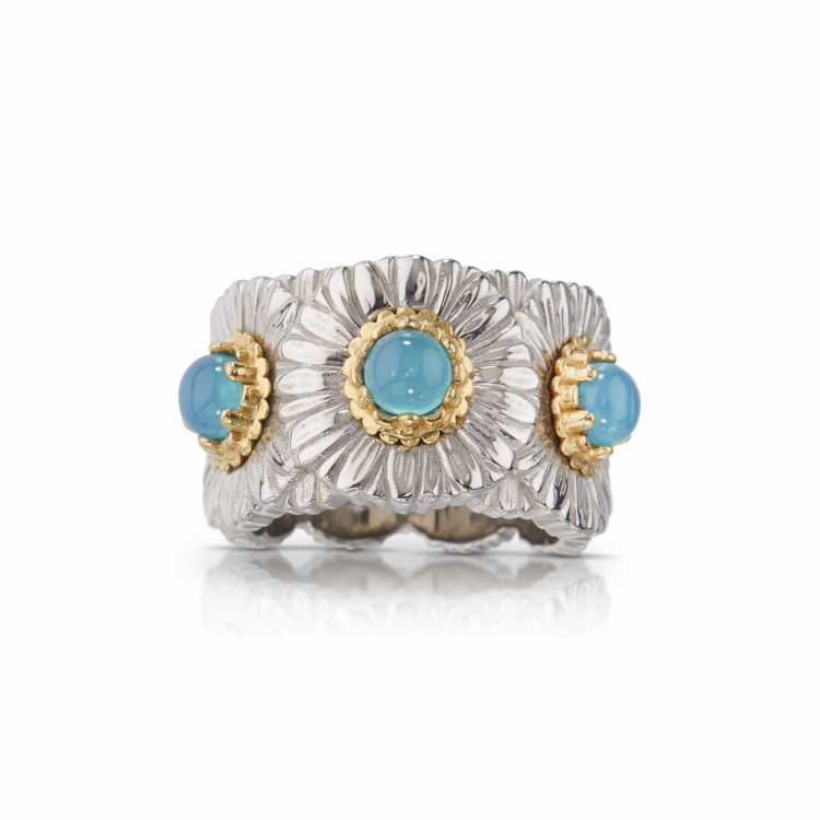 BUCCELLATI ANELLO ETERNELLE Daisy Blossom Color blu ring sconto discount ETE021326