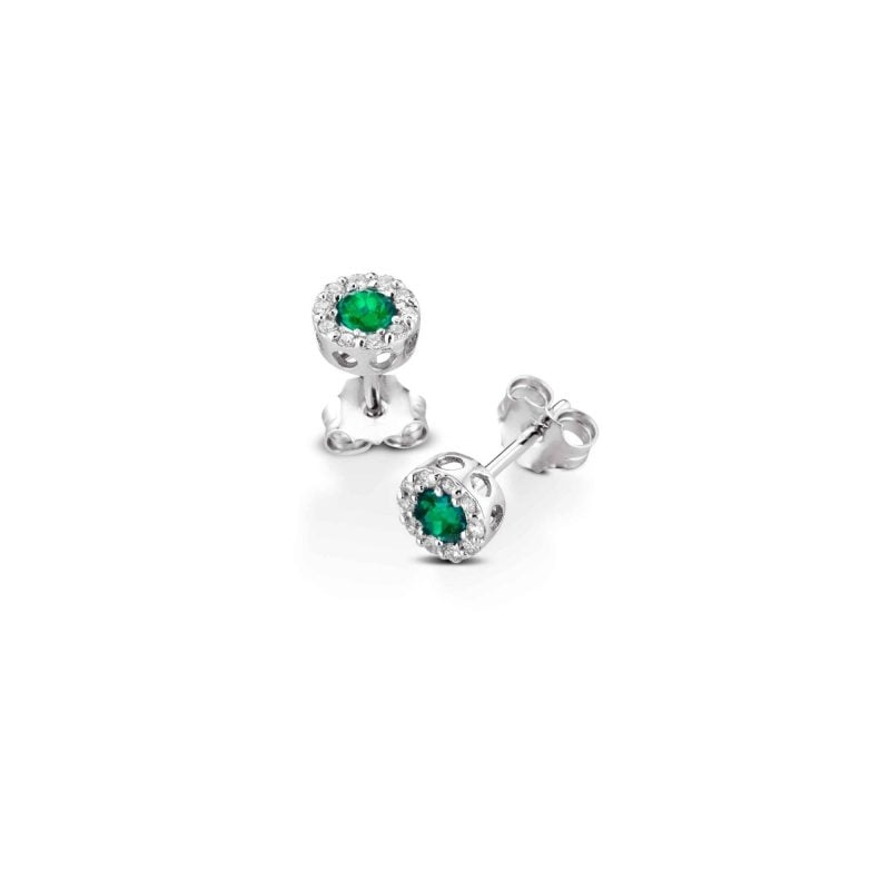 Orecchini al lobo con smeraldi e diamanti Lobe earrings with emeralds and diamonds