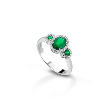Anello con diamanti e smeraldi Ring with diamonds and emeralds sconto discount