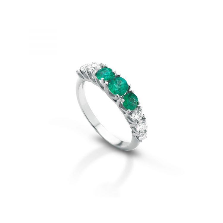Anello smeraldi e diamanti Emeralds and diamonds ring mix sconto discount