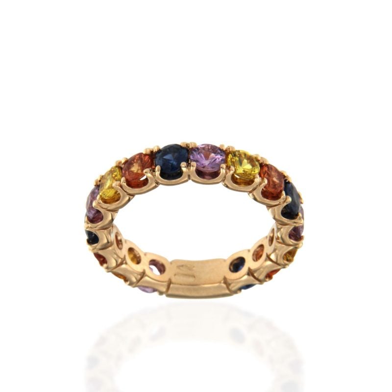CIRCLE ring rose gold multicoloured sapphires sconto discount