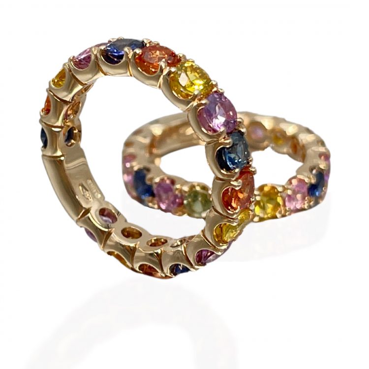 CIRCLE ring rose gold multicoloured sapphires