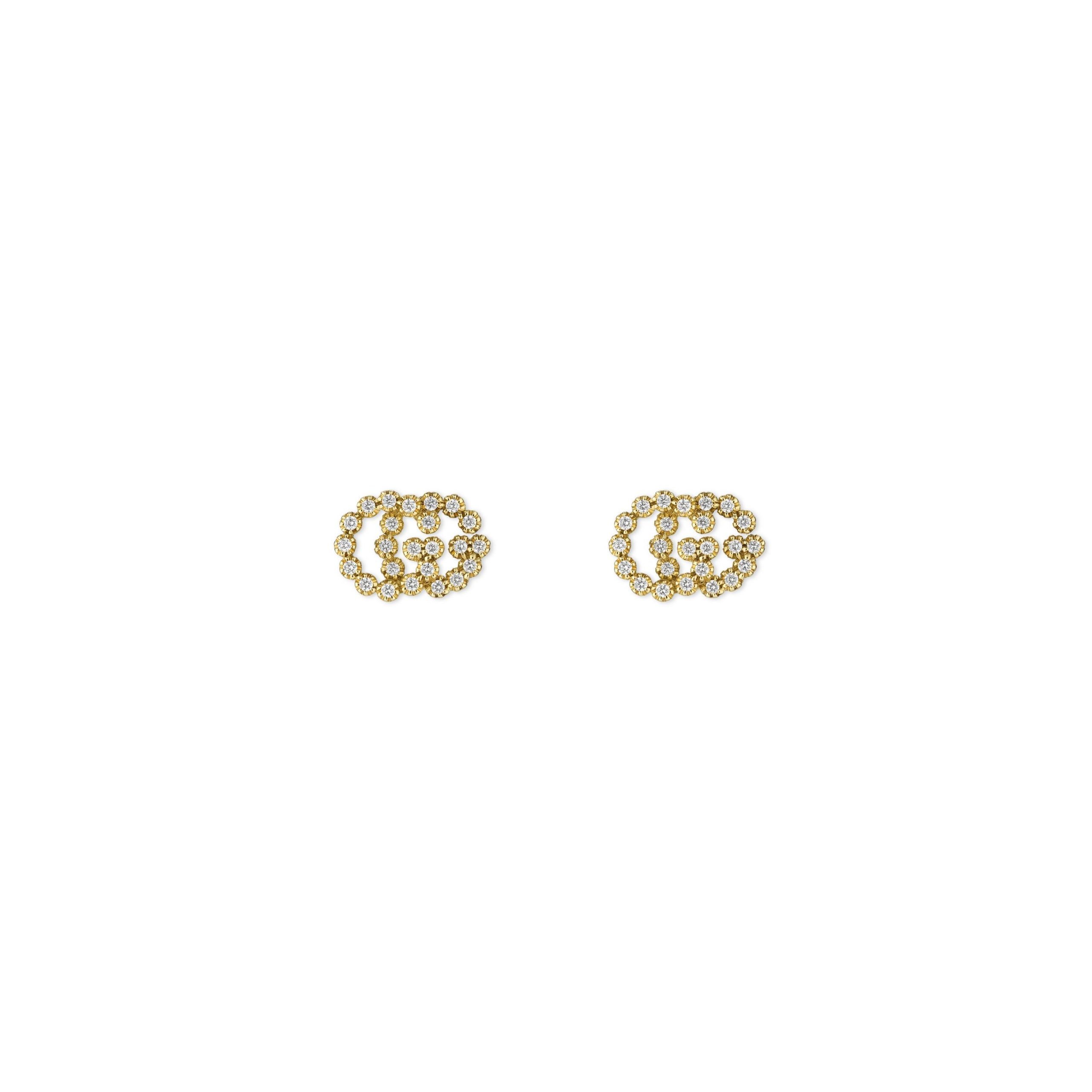 Orecchini Gucci GG Running in oro giallo 18 carati e diamanti earrings Guci sconto discount