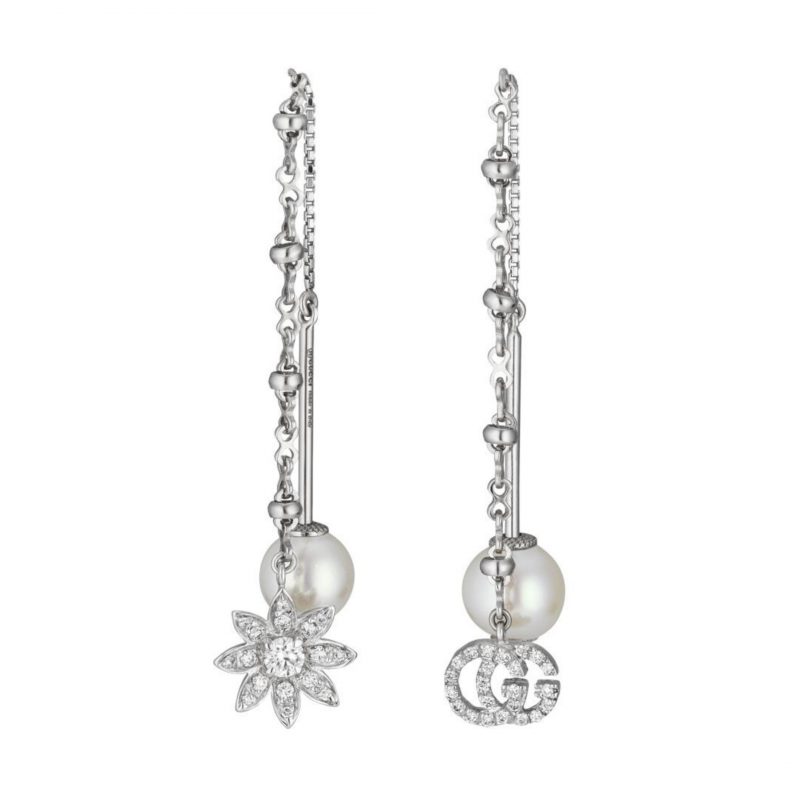 YBD582031001 Orecchini Gucci fiore e Doppia G con diamanti earrings sconto discount