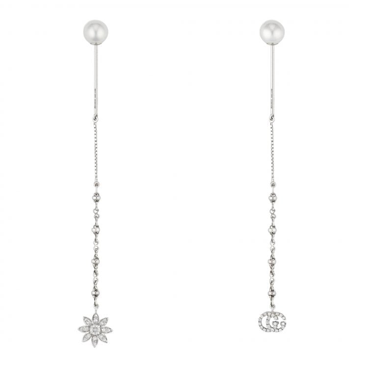 YBD582031001 Orecchini Gucci fiore e Doppia G con diamanti earrings sconto discount
