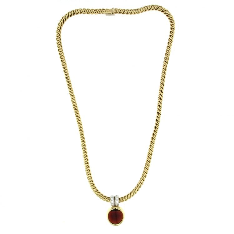  Collana oro giallo Pomellato con granato e brillanti vintage necklace sconto discount
