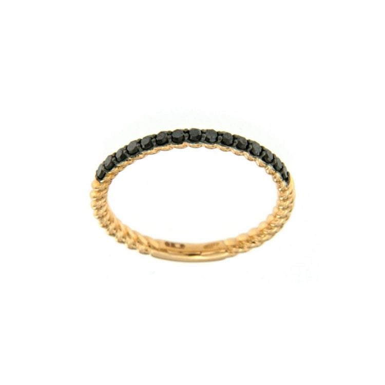 R176125BKOR anello oro rosa diamanti neri black diamond ring sconto discount